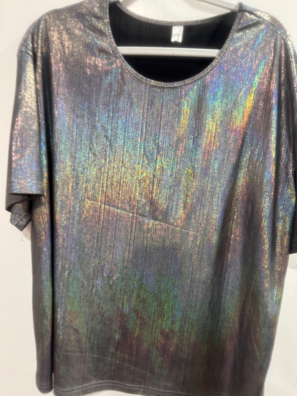 Holographic Short Sleeve Tee - Shimmery Iridescent Silver